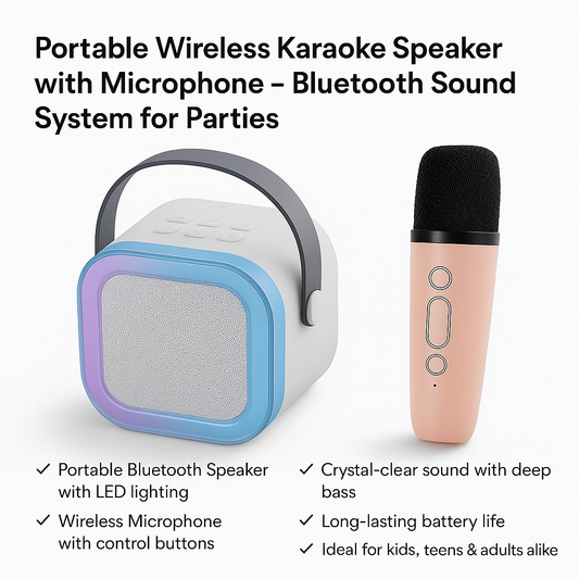 Portable Wireless Karaoke Speaker with Microphone – Bluetooth Sound System for Parties