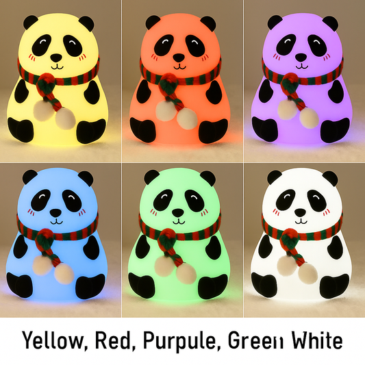 Multicolor Panda Night Light for Kids – Soft Silicone LED Lamp with Touch Control & Rechargeable Battery
