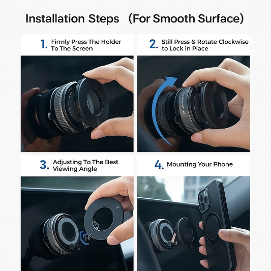 Magnetic Vacuum Phone Mount – Strong Hold & Foldable Arm for Car, Desk, and More