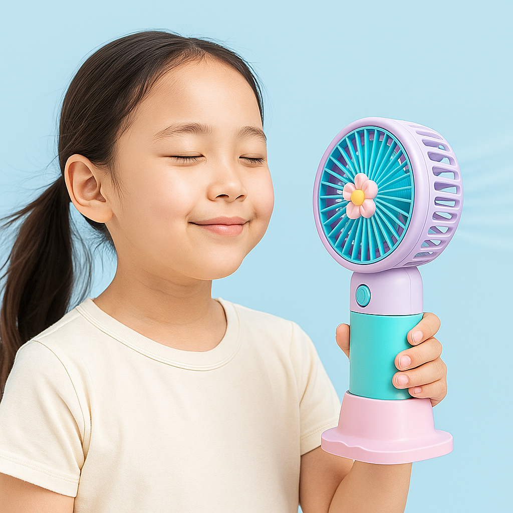 Mini USB Rechargeable Handheld Table Fan – Portable Flower Design Cooling Fan for Home, Office & Travel